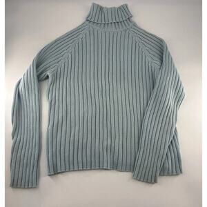 Vintage Gap Sweater Womens Large Light Blue Knit Turtleneck Y2K Long Sleeve